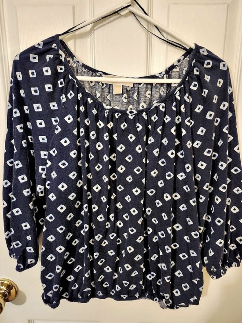 MICHAEL Kors Women's Blue & White Geometric Blouse